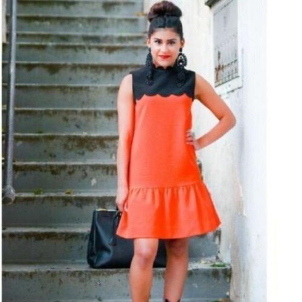 Victoria Beckham Target Dress Orange Black Medium NWOT